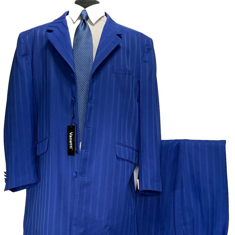 VANETTI LaCOLLEZIONI MEN'S 3 PIECE SUIT ITALIAN SUPERIOR POLYESTER 5B WOOL TOUCH